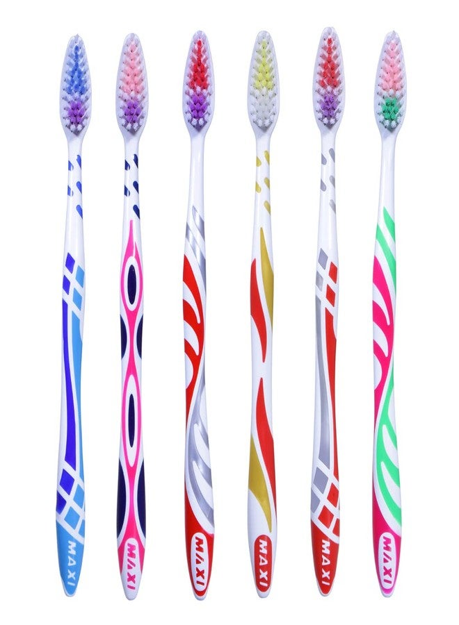 MAXI Adult For You Soft Travel Manual Toothbrush, With Anti-Bacterial Container, Easy To Carry, Multicolor (Pack Of 6) - Image 3