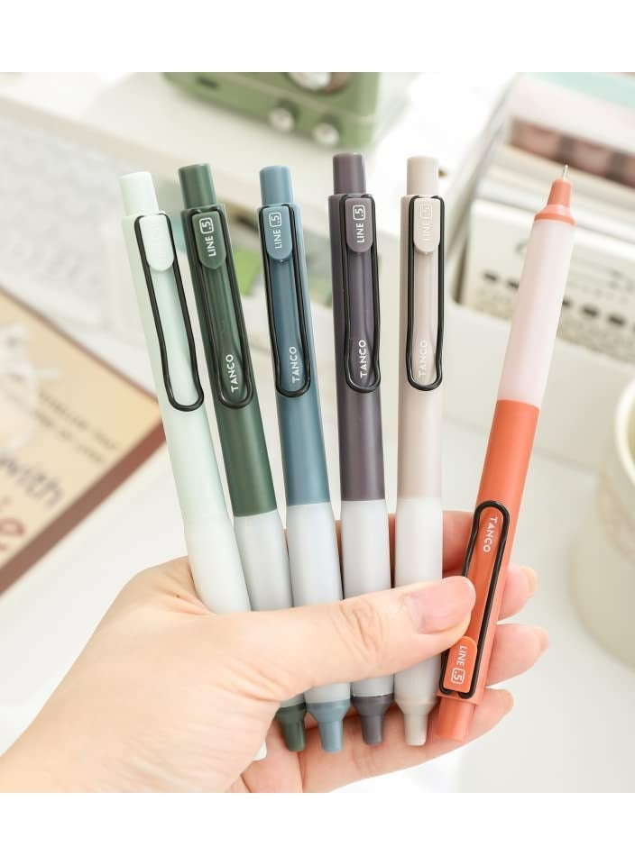 KASTWAVE Retractable Gel Pens 0.5mm Fine Point Quick Drying 6Pcs Writing Drawing Black ink gel pens Soft Rubber Sheath Press Neutral Pen Quick-drying Black Work Pen Simple and Smooth Carbon Pen - Image 1