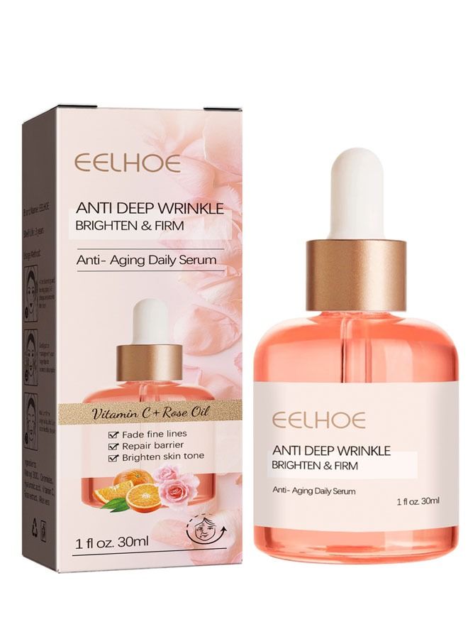 EELHOE Rose Oil VC Anti Wrinkle Essence 30ml, Fade Fine Lines, Repair Barrier, Brighten Skin Tone - Image 1