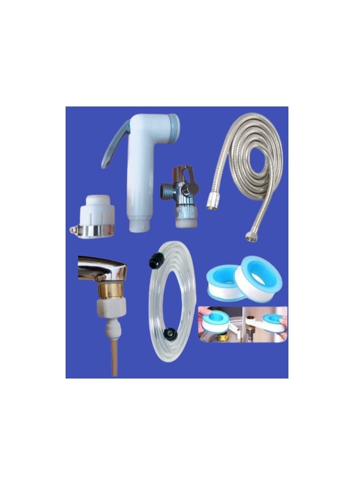 Generic - A bathroom bidet consisting of a 1.5 meter nickel hose, a thermal hose and a 2 meter 6 mm hose with a travel adapter, Teflon adapter, and a rubber adapter. - Image 1