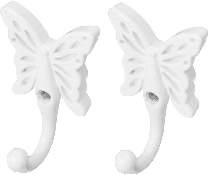 قطعتان من خطافات المعاطف الجدارية على شكل فراشة من سبيكة الزنك الأبيض مع مسامير - Image 1