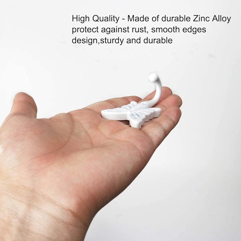 قطعتان من خطافات المعاطف الجدارية على شكل فراشة من سبيكة الزنك الأبيض مع مسامير - Image 4