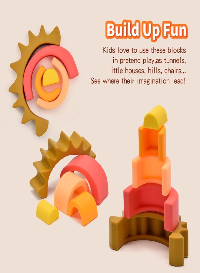 Imagination Junction Silicone Stacker Toy 4pcs，Silicone Stacking Rainbow, Baby Stacking Toys, Rainbow Stacking Toy, Stacking Toy & Teething Toys(Khaki) - Image 4