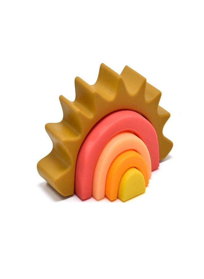 Imagination Junction Silicone Stacker Toy 4pcs，Silicone Stacking Rainbow, Baby Stacking Toys, Rainbow Stacking Toy, Stacking Toy & Teething Toys(Khaki) - Image 1