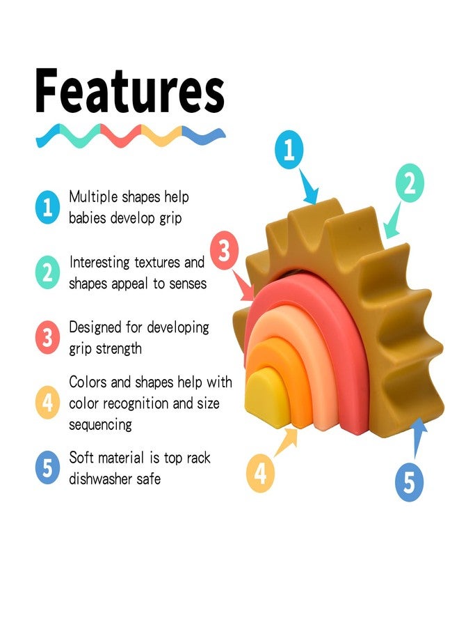 Imagination Junction Silicone Stacker Toy 4pcs，Silicone Stacking Rainbow, Baby Stacking Toys, Rainbow Stacking Toy, Stacking Toy & Teething Toys(Khaki) - Image 3