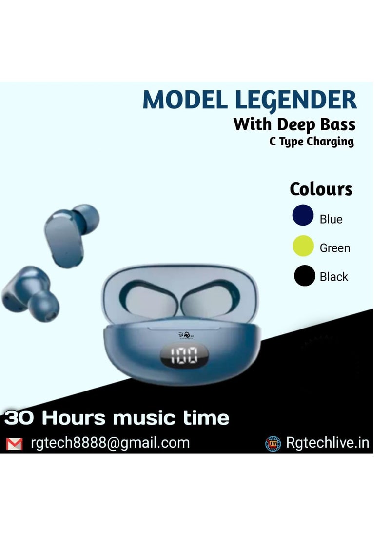 Generic - Wireless Earpiece Bluetooth Earbuds With Mic Bluetooth Headset Blue - Image 1