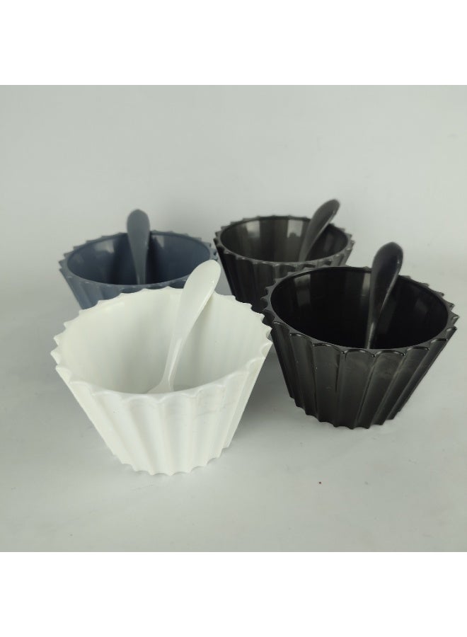 Colorful Plastic Bowl Set with Spoons – 4 Pieces, Modern Design - Image 5