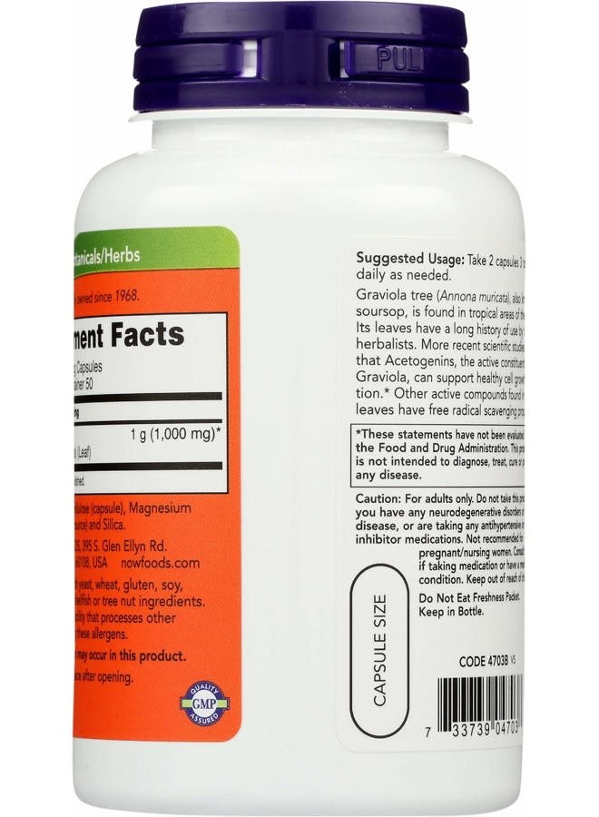 Now Foods Graviola Supplement, 500 mg 100 Capsules - Image 2