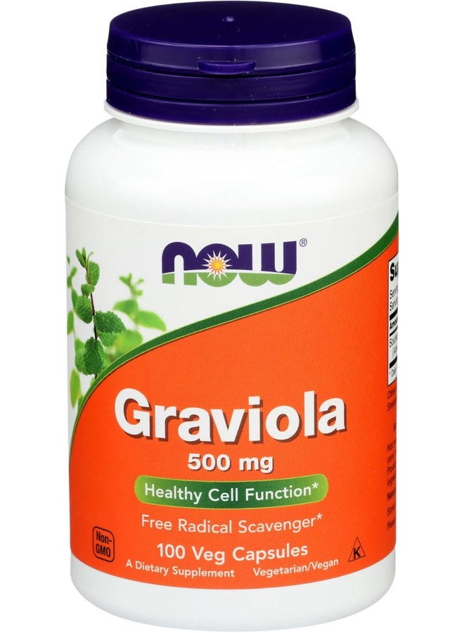 Now Foods Graviola Supplement, 500 mg 100 Capsules - Image 1