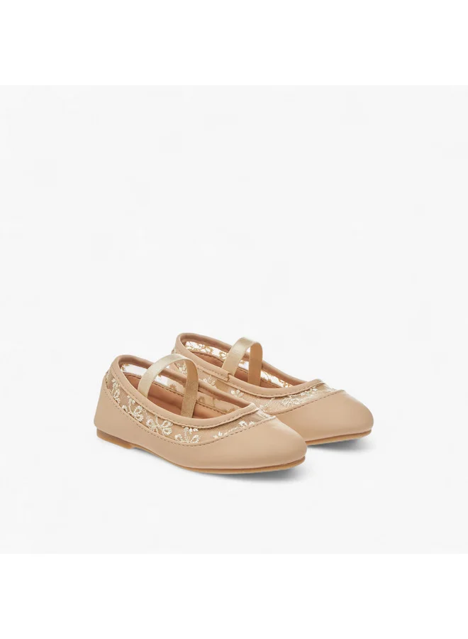 فلورا بيلا من شو إكسبرس Girls Embroidered Ballerina Shoes with Elasticated Strap