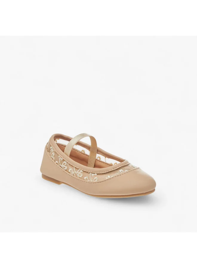 فلورا بيلا من شو إكسبرس Girls Embroidered Ballerina Shoes with Elasticated Strap