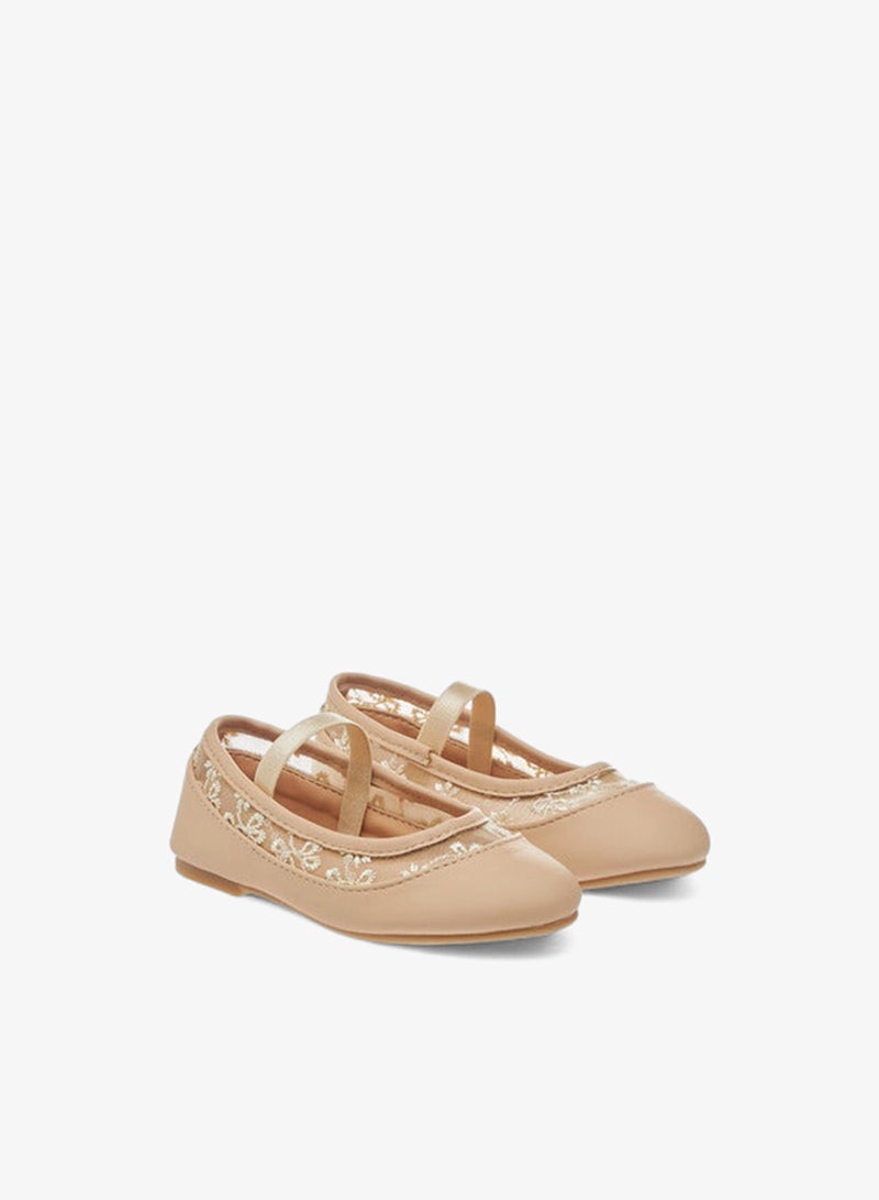 Flora Bella By Shoexpress Flora Bella Embroidered Ballerina Shoes With Elasticated Strap - Image 3