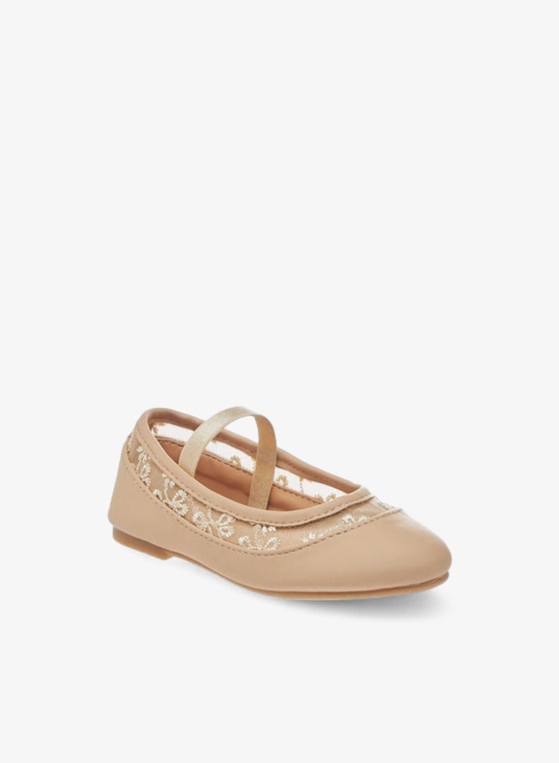 Flora Bella By Shoexpress Flora Bella Embroidered Ballerina Shoes With Elasticated Strap - Image 2