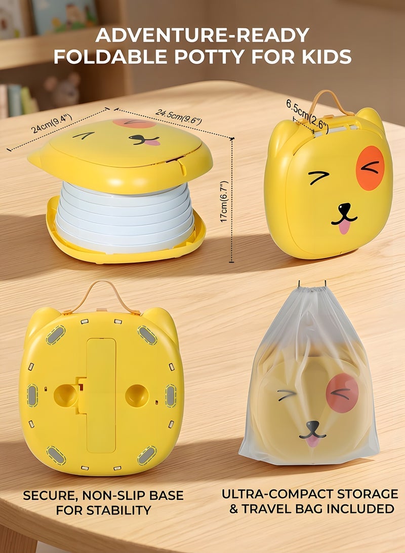 Beauenty Portable Potty for Kids Foldable Travel Toilet Training Seat,Potty Training Toilet for Toddler Boys and Girls with Storage Bag,Potty Training Toilet for Car,Camping,Outdoor,Indoor(Yellow) - Image 2