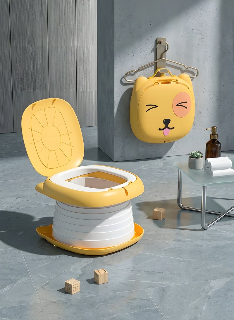 Beauenty Portable Potty for Kids Foldable Travel Toilet Training Seat,Potty Training Toilet for Toddler Boys and Girls with Storage Bag,Potty Training Toilet for Car,Camping,Outdoor,Indoor(Yellow) - Image 5