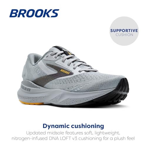 Brooks Men’s Adrenaline GTS 24 Supportive Running Shoe - Alloy/White/Gold Fusion - 7.5 Narrow - Image 2