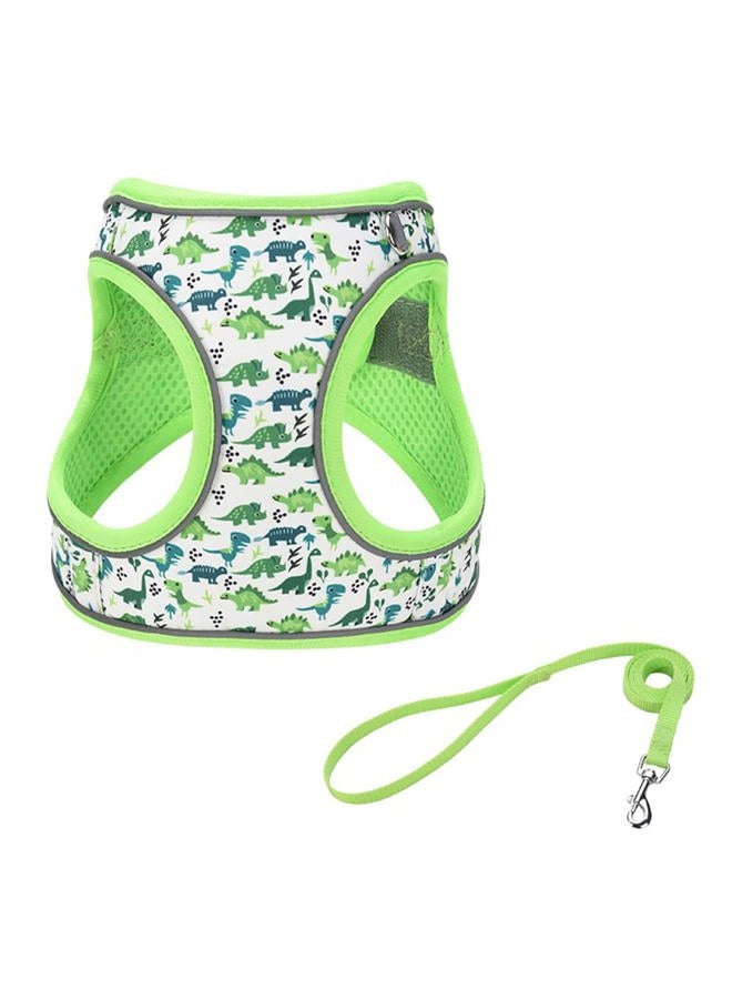 Flymind Step in Dog Harness and Leash Set, Flower Adjustable Easy Walk Puppy Harnesses, Soft Mesh Pet Vest Harness Small Size Dog Adjustable No Pull Dog Harness for Small Medium Dogs(Dinosaur1, XXS) - Image 1