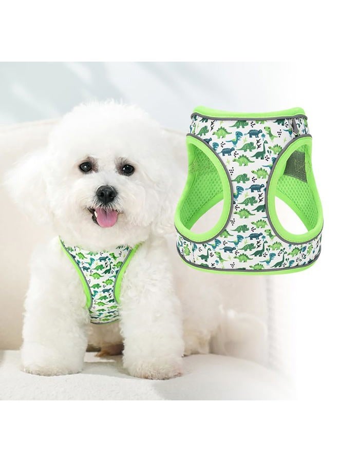 Flymind Step in Dog Harness and Leash Set, Flower Adjustable Easy Walk Puppy Harnesses, Soft Mesh Pet Vest Harness Small Size Dog Adjustable No Pull Dog Harness for Small Medium Dogs(Dinosaur1, XXS) - Image 3