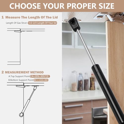 Dekalaii Gas Struts 10In 45Lbs/200N Prop Shock Lift Springs Rod Struts for Truck Cap Camper Shell Tonneau Cover Lift Support Pickup Large Outdoor Box Lid Trap Door Truck Toolbox Lid RV Door, 2 Pcs - Image 2