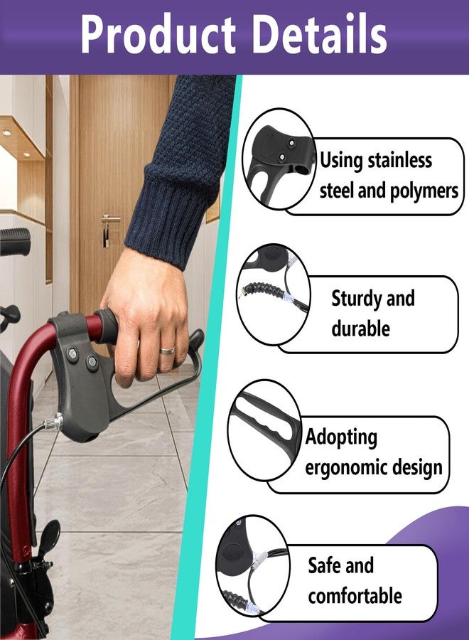 Kamrexi 2PCS Brake Handle Replacement for Rollator Walker, Replacement Parts for Roller Walker with 41 Inch Cable Driving Components of Four-Wheel Rolling Aids, Including Buckles and Screwdrivers - Image 4