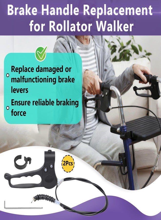 Kamrexi 2PCS Brake Handle Replacement for Rollator Walker, Replacement Parts for Roller Walker with 41 Inch Cable Driving Components of Four-Wheel Rolling Aids, Including Buckles and Screwdrivers - Image 2