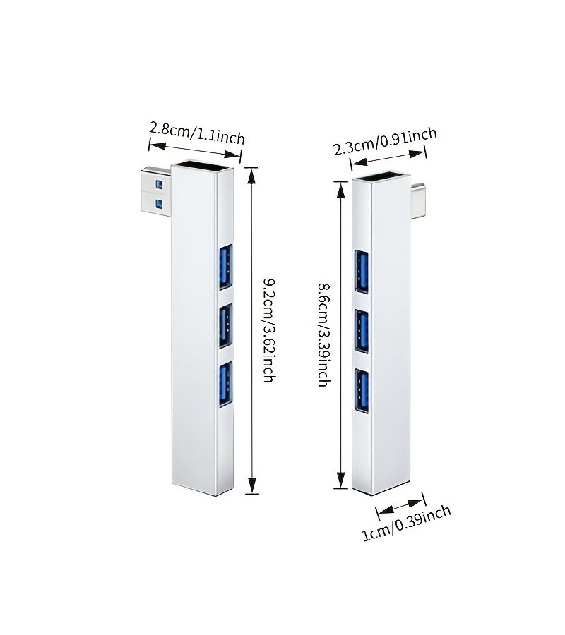 موصل USB 3.0 فضي مدمج مع تصميم موفر للمساحة، مناسب للكمبيوتر والتابلت ولوحة المفاتيح والفأرة. - Image 2