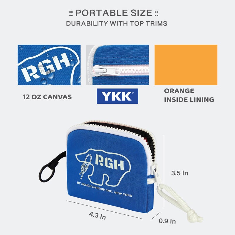 RE ROUGH ENOUGH Rough Enough Small Coin Purse Keychain Wallet Waxed Canvas Card Holder for Kids Preppy Teen Boys Blue - Image 4