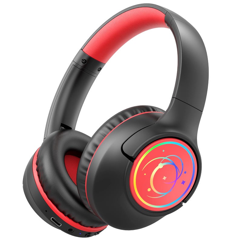 Botesty Sound Kids Bluetooth Headphones, 85H Wireless Headphones for Kids, Colorful LED Lights, 85/94dB Safe Volume Limit, Bluetooth 5.4, Over Ear Toddler Headsets with Built-in Mic for Tablets Airplane,Black - Image 1