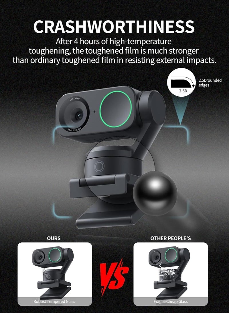 (3-Pack) Insta360 Link 2 Screen Protector, Tempered Glass Film, Scratch-Resistant, Shatterproof, High Transparency - Image 3