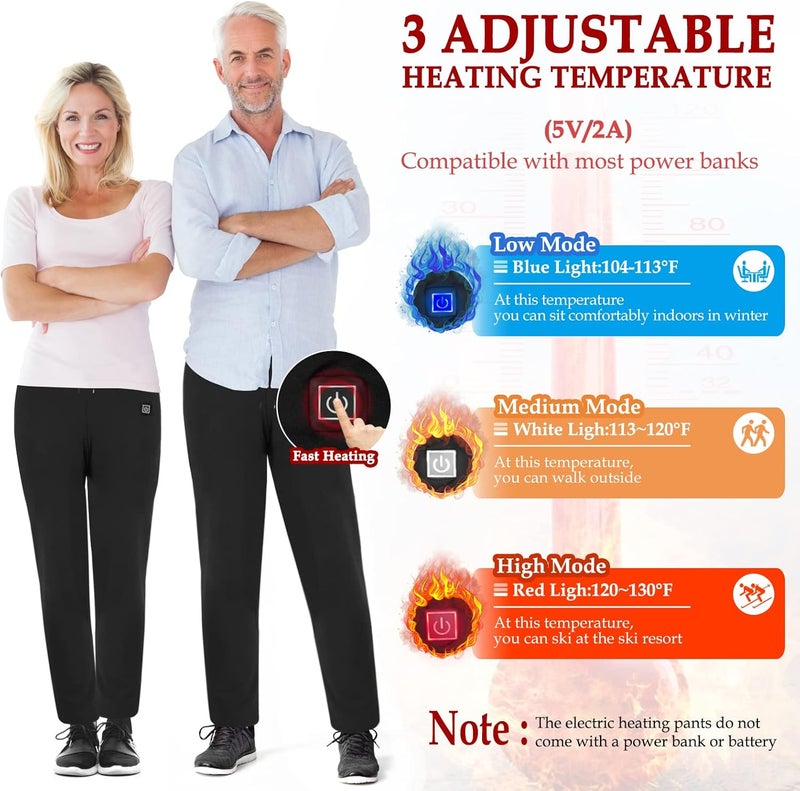 FERNIDA Heated Pants for Men Women, Thick Electric 5V USB 8 Zones Heating Trousers Winter Outdoor Warm (Battery Not Included) - Image 3