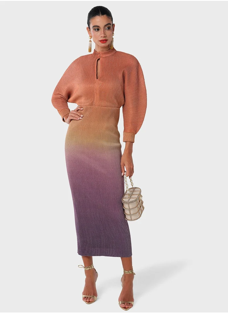Threadz by Ajooni Keyhole Neck Ombre Dress