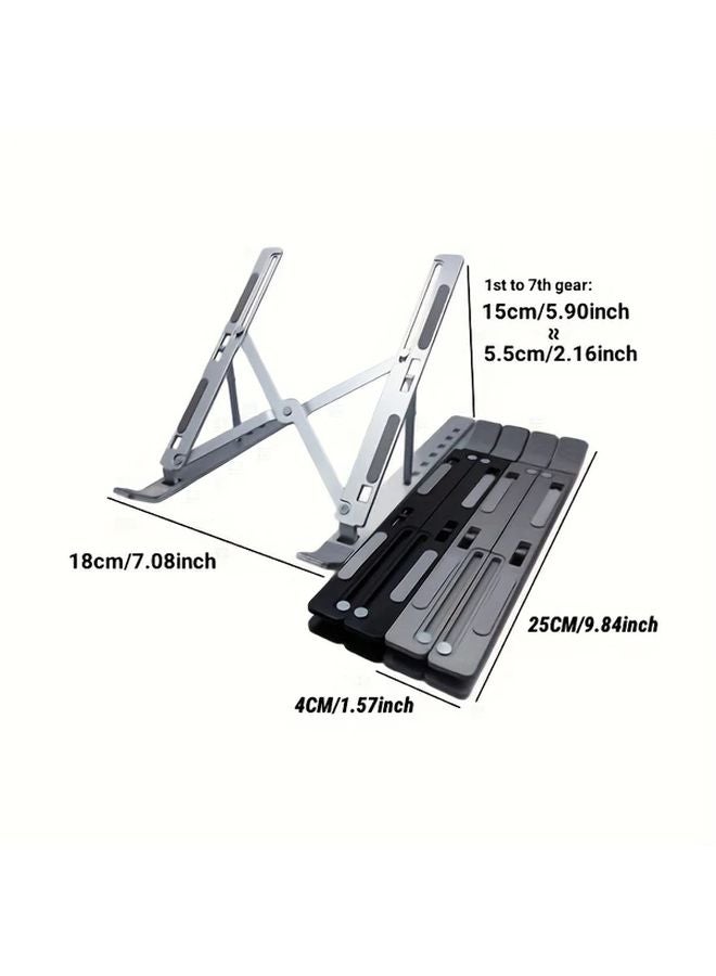 Foldable Silvery Metal Laptop Stand Portable Cooling Lift Desktop Tablet Holder - Image 3
