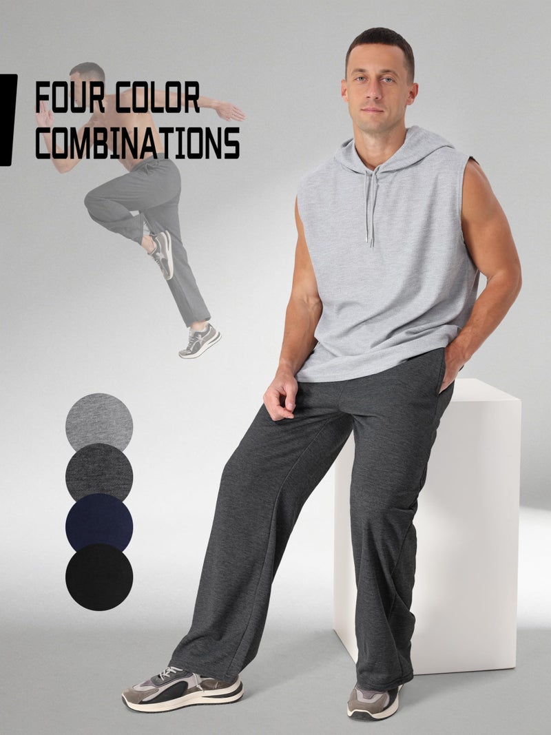 Aocku 4 Pack Mens Sweatpants Athletic Joggers Mens Workout Open Bottom Lightweight Sweat Pants with Pockets Color A, L - Image 5