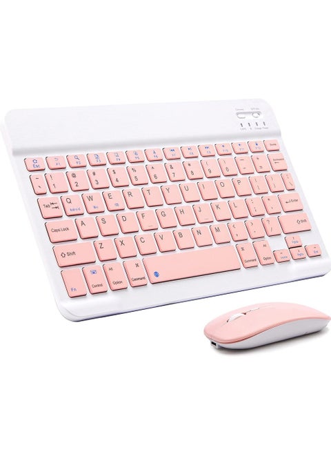 Ultra-Slim Bluetooth Keyboard and Mouse Combo Rechargeable Portable Wireless Keyboard Mouse Set for Apple iPad iPhone iOS 13 and Above Samsung Tablet Phone Smartphone Android Windows