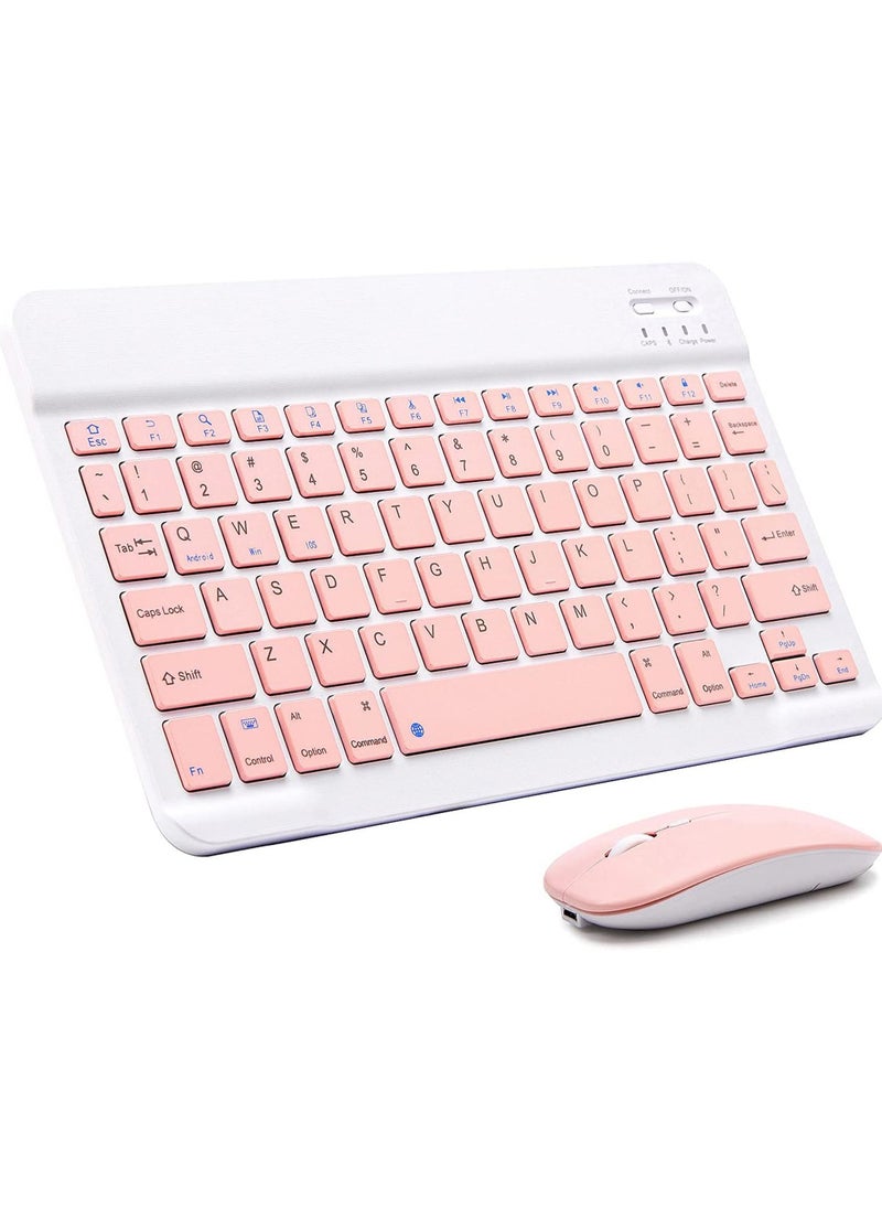 Ultra-Slim Bluetooth Keyboard and Mouse Combo Rechargeable Portable Wireless Keyboard Mouse Set for Apple iPad iPhone iOS 13 and Above Samsung Tablet Phone Smartphone Android Windows