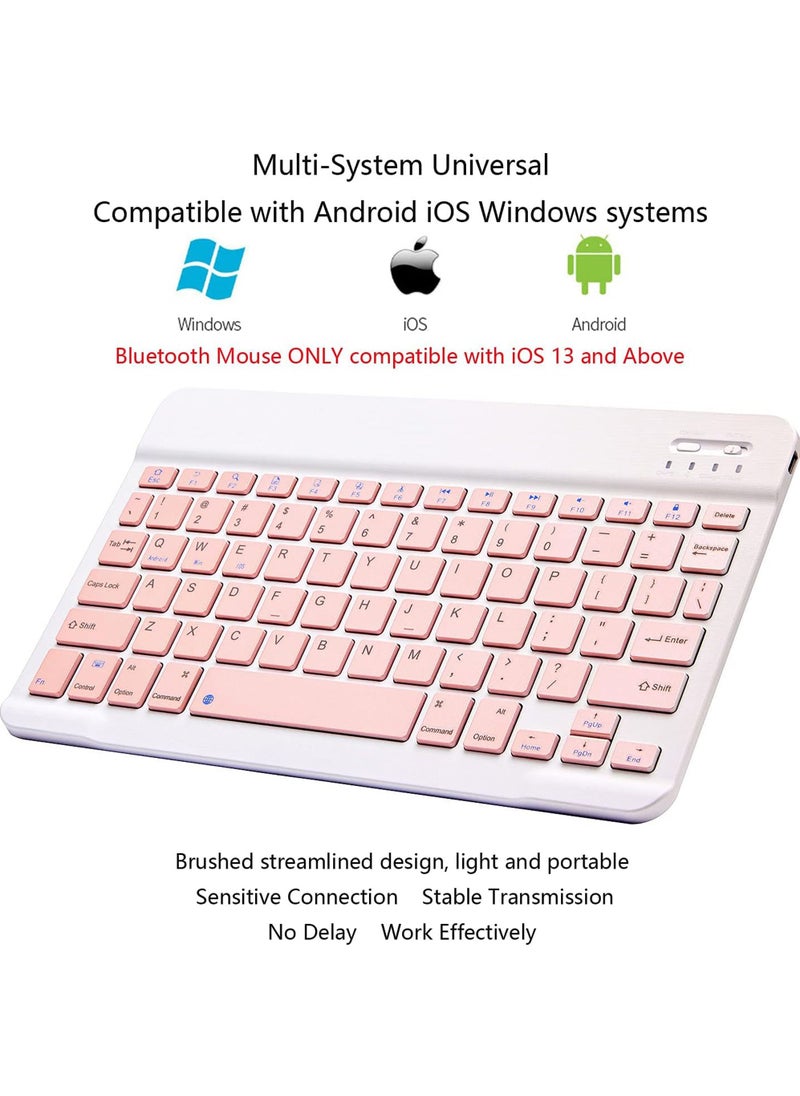 Ultra-Slim Bluetooth Keyboard and Mouse Combo Rechargeable Portable Wireless Keyboard Mouse Set for Apple iPad iPhone iOS 13 and Above Samsung Tablet Phone Smartphone Android Windows