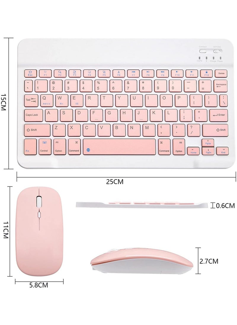 Ultra-Slim Bluetooth Keyboard and Mouse Combo Rechargeable Portable Wireless Keyboard Mouse Set for Apple iPad iPhone iOS 13 and Above Samsung Tablet Phone Smartphone Android Windows