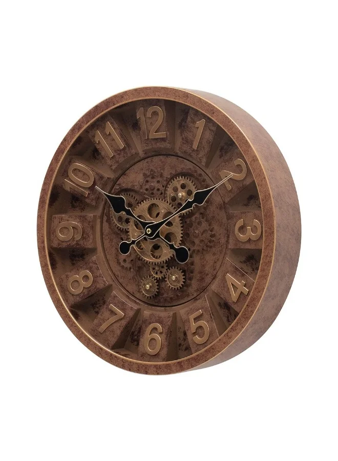 DANUBE HOME Danube Home Sansa Pp Gear Bare Wall Clock - 40X40X7 Cm Stylish Brown Wall Decor For Home Decoration Modern Plastic & Paper Design Perfect For Living Room & Office Decorative Home Accessories