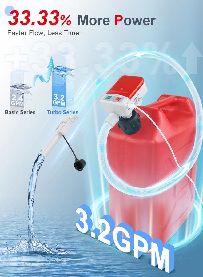 SKYJDM Fuel Transfer Pump 3.2 GPM, USB Type-C & AA Battery Powered, 51" Hose Portable Liquid Pump with Auto-stop Sensor & 4 Tank Adapters,Fast & Safe for Gasoline & Diesel Oil (Red) - Image 3