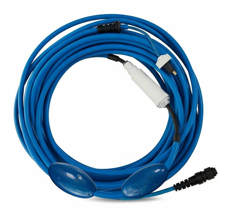Gearwiz 9995862-60ft Blue Cable Only Compatible with Dolphin Pool Robot Nautilus CC Plus [Non WiFi], M200, 9995862, Includes 2 Big Floats and Swivel for Tangle-Free Operation [2 Prongs] Updated - Image 1