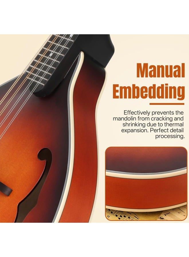 Kmise Mandolin Musical Instrument A Style, Acoustic Mandolins Instrument Kit 8 String for Professional Beginners Adults Teens Youth Kids (A Style Acoustic Brown Sunset, 8 String) - Image 5