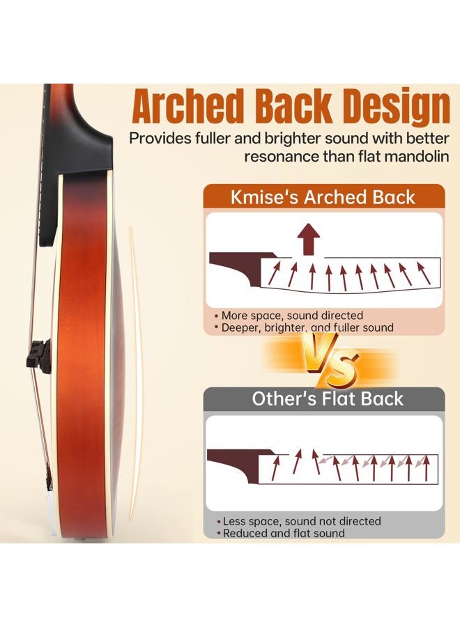 Kmise Mandolin Musical Instrument A Style, Acoustic Mandolins Instrument Kit 8 String for Professional Beginners Adults Teens Youth Kids (A Style Acoustic Brown Sunset, 8 String) - Image 2
