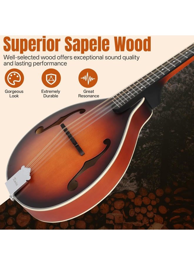 Kmise Mandolin Musical Instrument A Style, Acoustic Mandolins Instrument Kit 8 String for Professional Beginners Adults Teens Youth Kids (A Style Acoustic Brown Sunset, 8 String) - Image 3