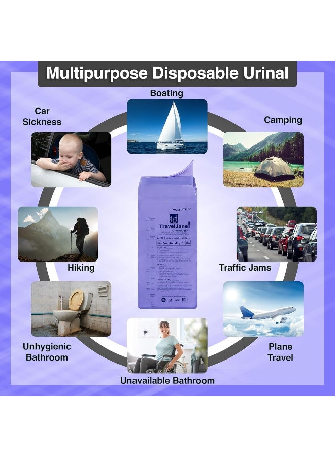 TravelJohn TravelJane Resealable Disposable Urinal (TJ1T-C) - 6 Pack for All Genders, Adults, and Children - Image 5