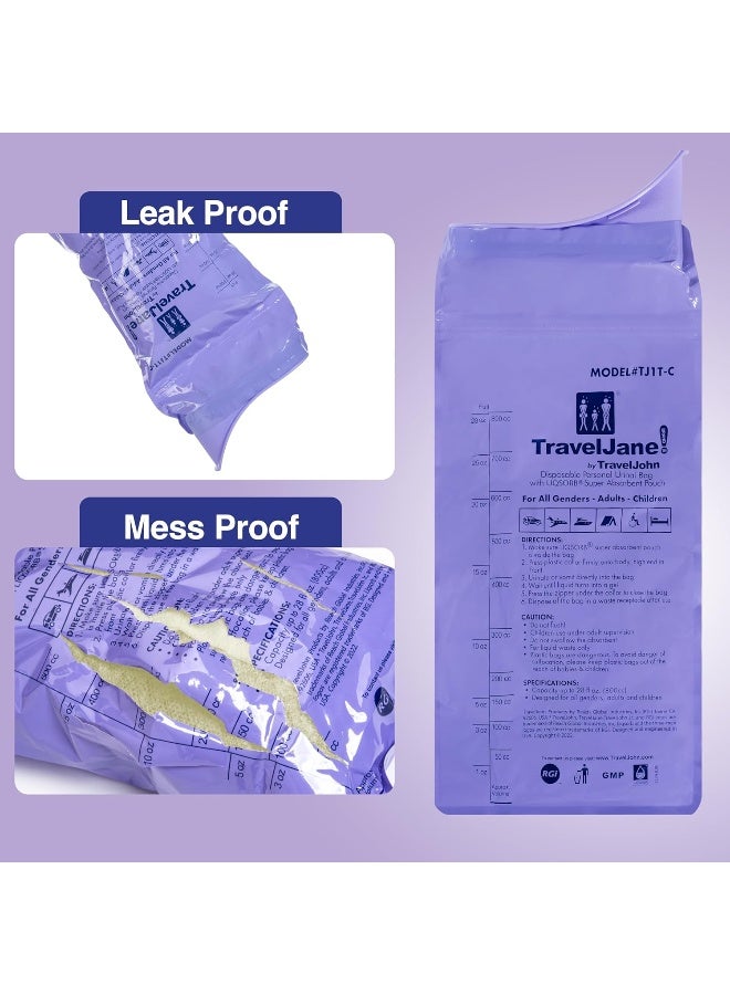 TravelJohn TravelJane Resealable Disposable Urinal (TJ1T-C) - 6 Pack for All Genders, Adults, and Children - Image 2