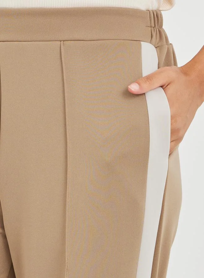 Styli Styli Scuba Wide Leg Joggers with Side Seam Panel