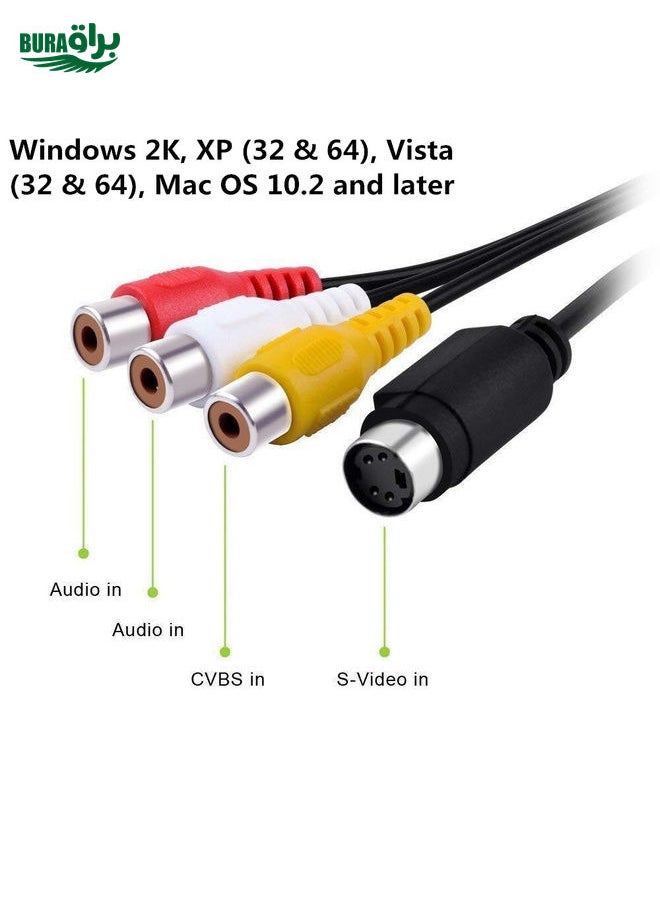 BURAQ USB to RCA Cable 60+ Supports Vista 64 / Win 7 / Win 8 / Win 10 / Mac OS  - Image 4