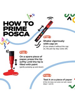 POSCA Markers Set, 8 Medium Paint Markers 5M - Mono Tones - White, Ivory, Silver, Grey, Slate Grey, Deep Grey, Navy Blue, Black  - Image 4