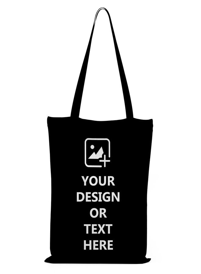 TrendoPrint College Customized Black Tote Bag - Multi-Purpose Sturdy Canvas Bag with 15KG Capacity, Perfect for Shopping, College, and Everyday Use
