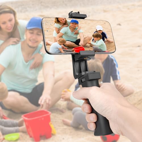 Fantaseal Ergonomic Anti-Falling Cell Phone Vlogging Hand Grip Stabilizer Smartphone Holder Rig Mount Video Kit w/Safety Strap Portable Selfie Stick for iPhone Samsung (Landscape+Portrait)-Mic/Light Adapter - Image 4